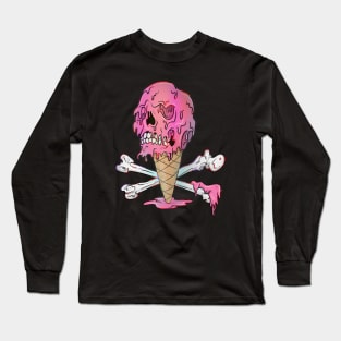 Drippy Ice Cream Melting Skull Long Sleeve T-Shirt